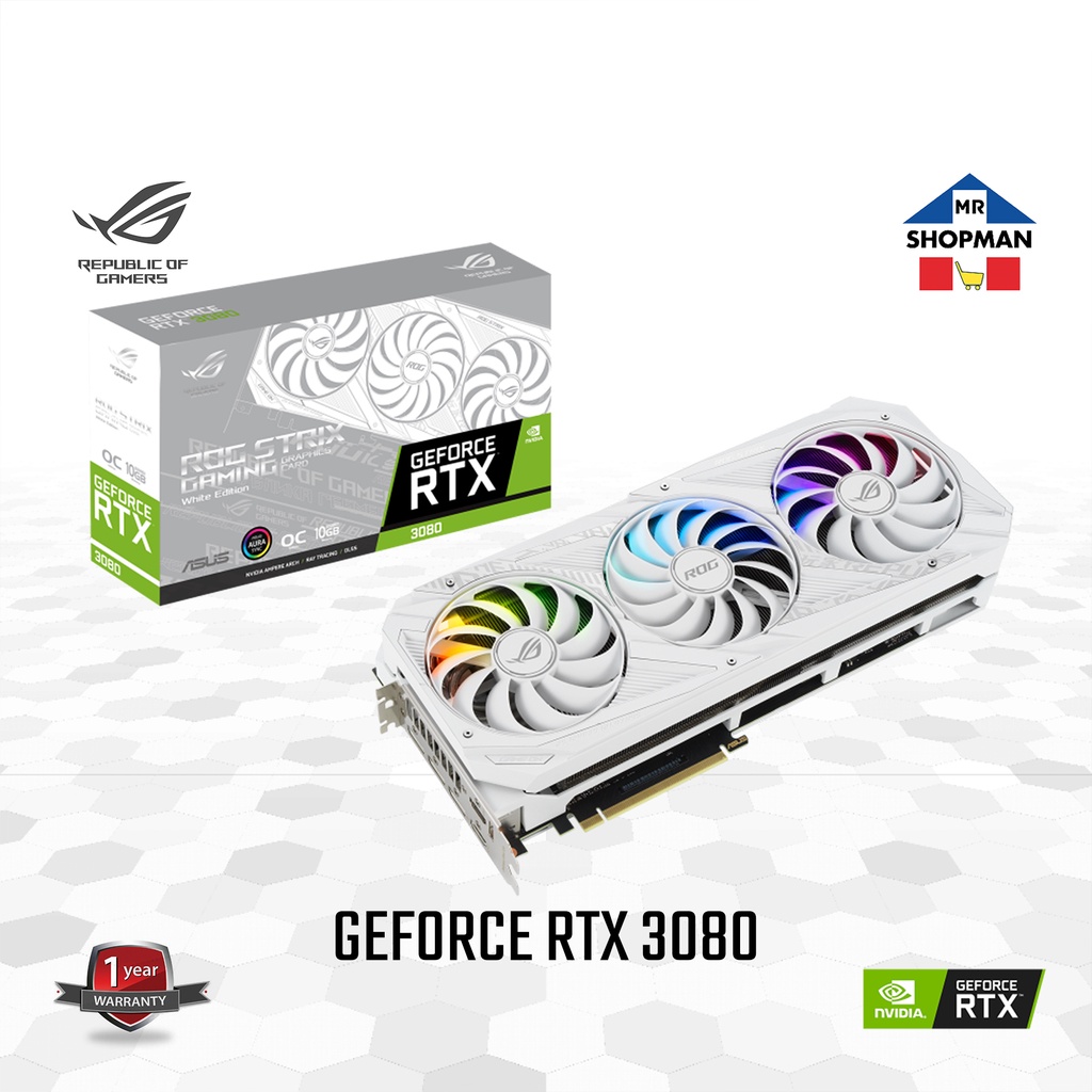 Asus ROG Strix RTX 3080 White OC Edition 10GB GDDR6X Video Graphics ...