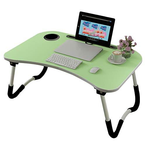 [Ready Stock] Foldable Laptop Table Stand Natural Wood With Cup Holder