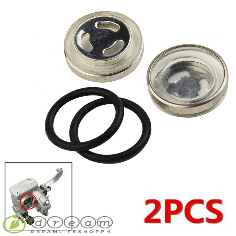 (New Auto Parts) Sight Glass Lens and Rubber Gasket 2 Pack Brake Master Cylinder Front Glass