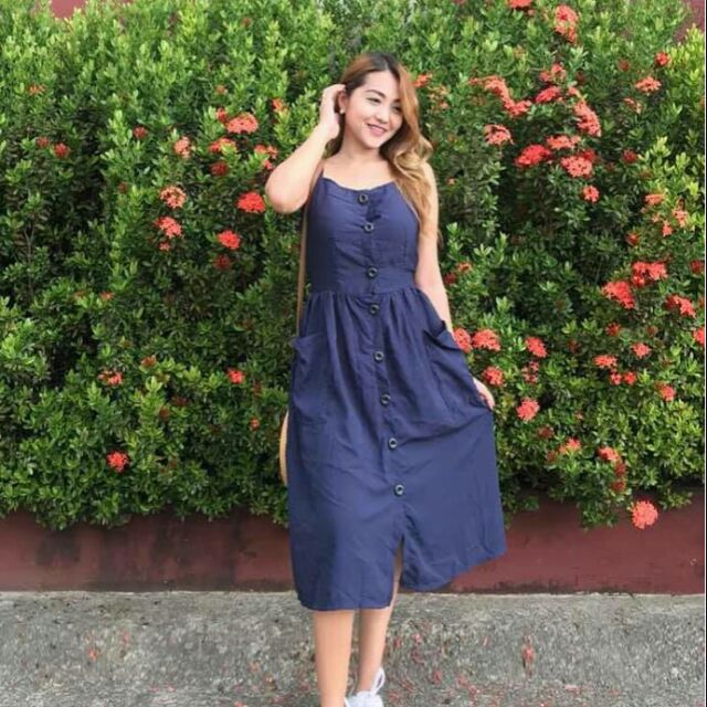 Button down 2025 dress shopee