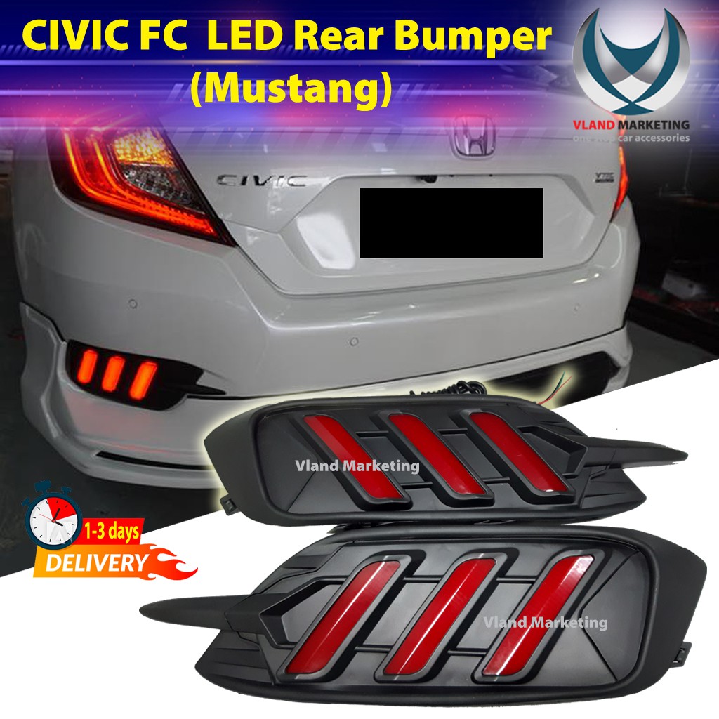 2X LED Rear Bumper Reflector Brake Light Turn Signal For Honda Civic 2016-2021 E - Foto 11