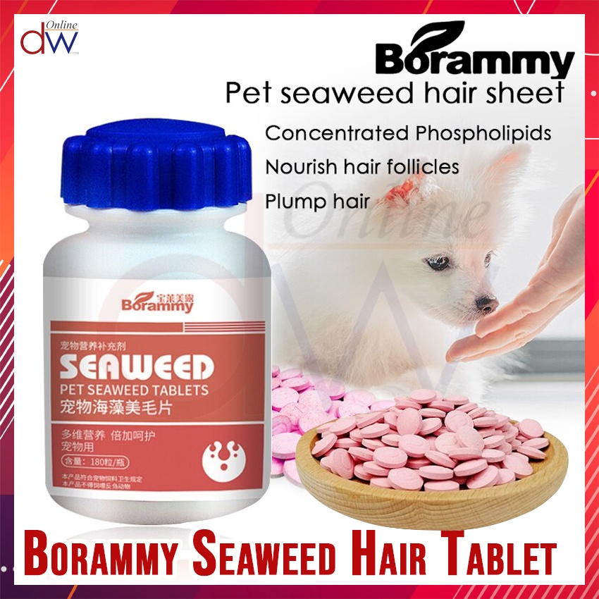 Borammy SEAWEED Beauty Hair Tablets Calcium Pet Supplements 180 Tablets