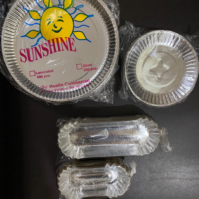 Disposable Paper Plate Silver Laminated Paper Plate Small Paper Plate Kikiam Tray Paper Hotdog Tray Shopee Philippines