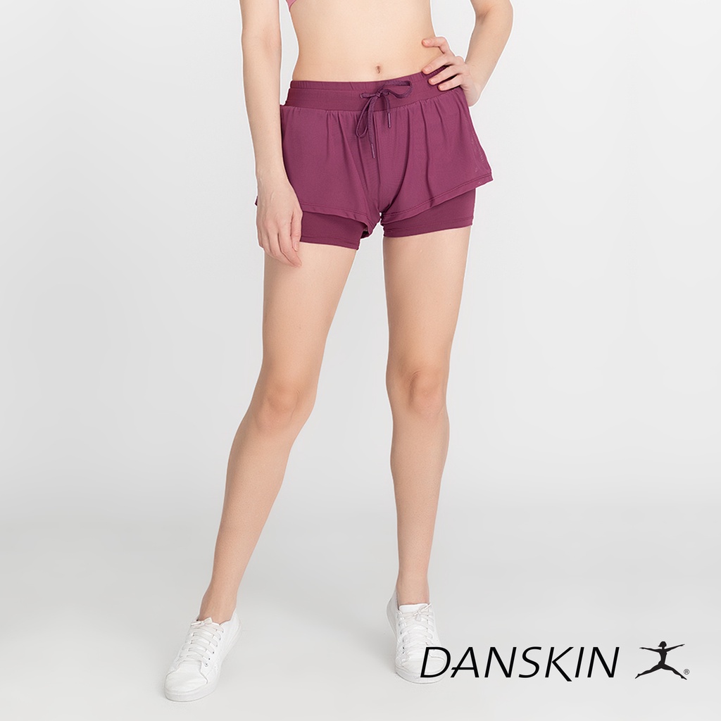 Danskin Hyped Boost Layered Shorts with Drawstring for Gym Athleisure Women  Activewear