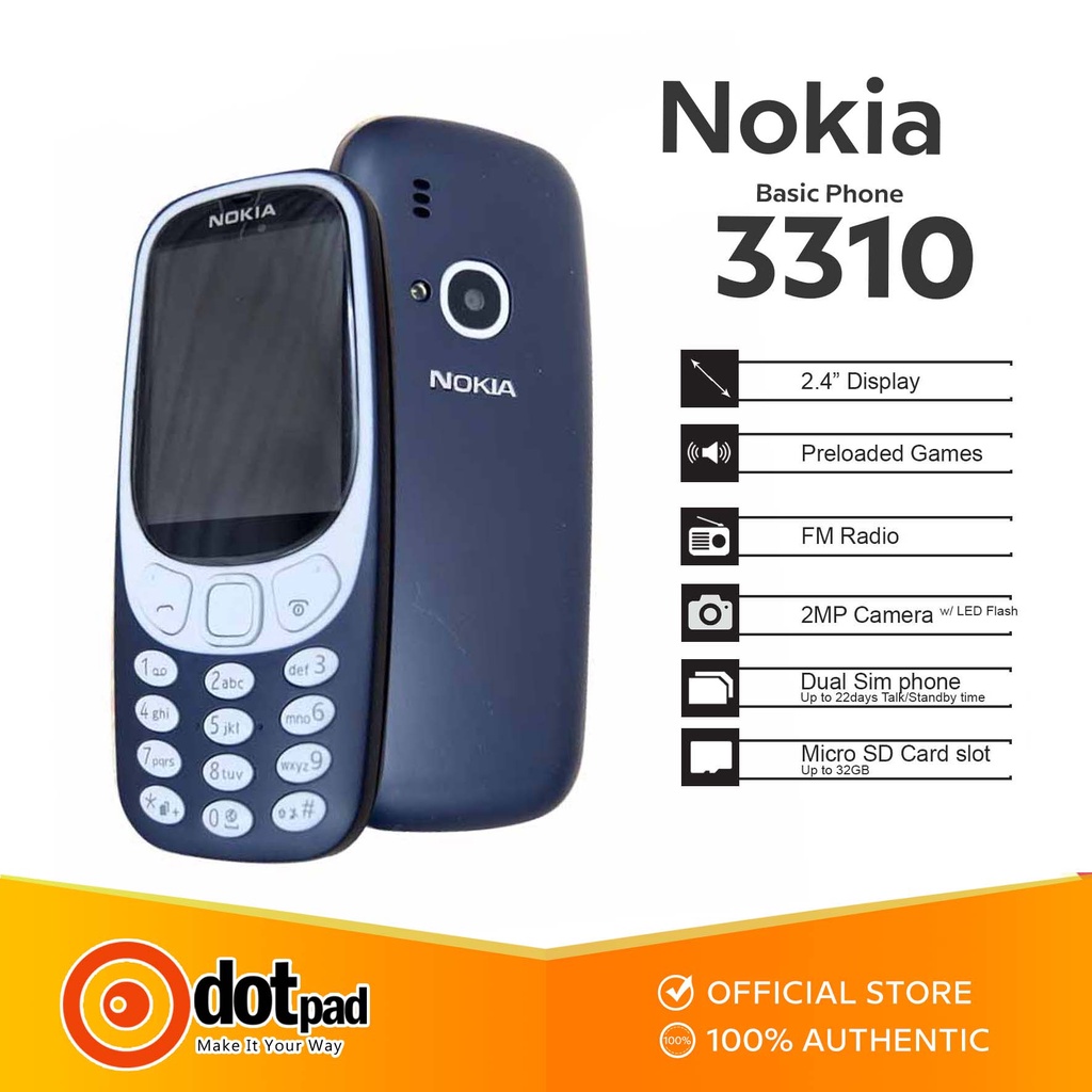 Nokia Original Mobile Phone 3310 Basic Phone Dual Sim Keypad Phones FM ...