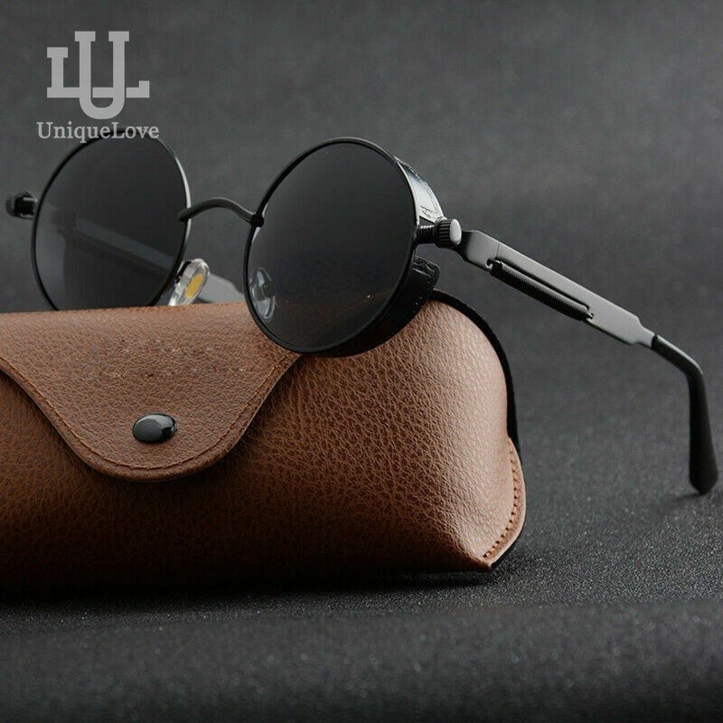 Vintage Steampunk Round Sunglasses Men Circle Retro Mirror Sun Glasses Women Crave Luxury Oval Steam Punk Style UV400 (308 Gold Red) Price In UAE | Amazon UAE - Foto 4