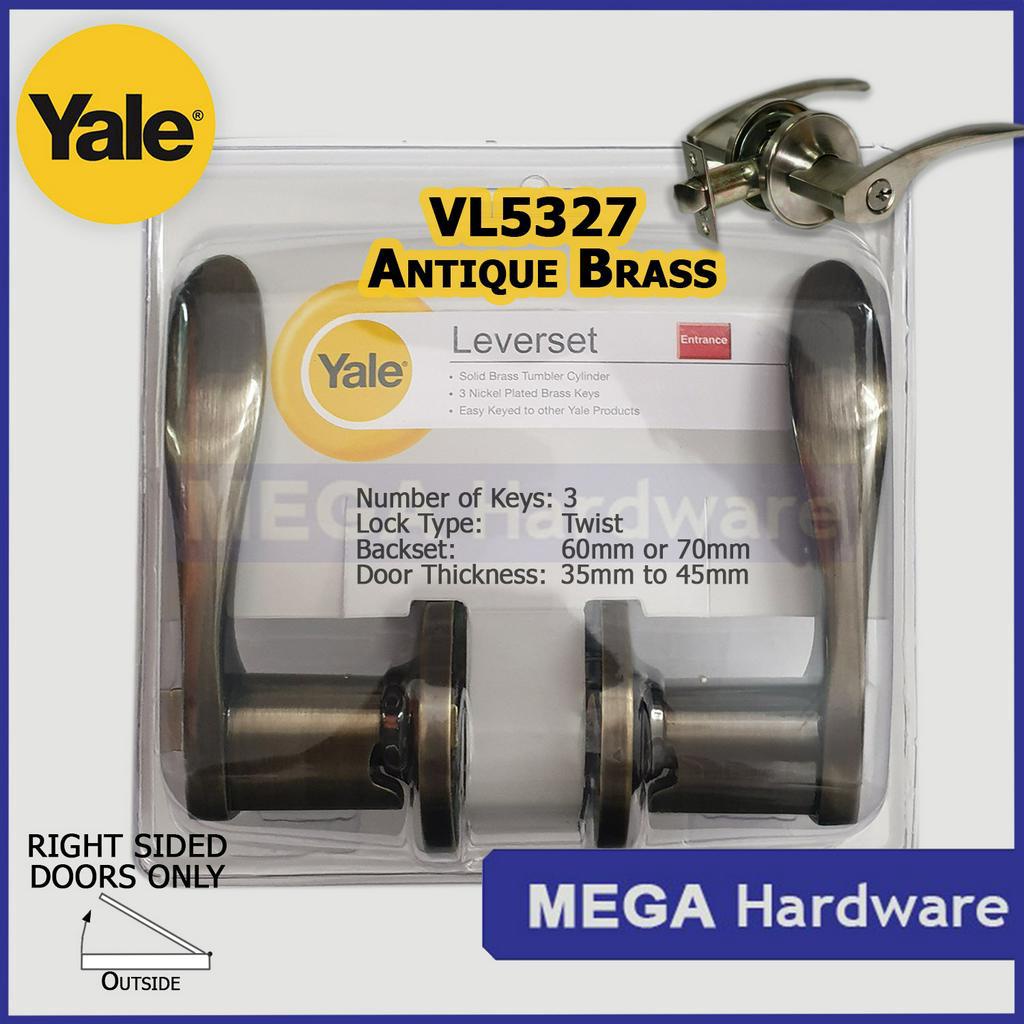 Yale Lever Type Tubular Lockset Door Knob Vl5327 Vl5347 Vl5367 Antique Brass Or Satin Stainless 9055