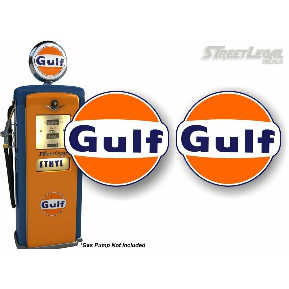 x2 GULF Gasoline 80’s Vintage Gas Pump Decals Pumps Oil Gas Station