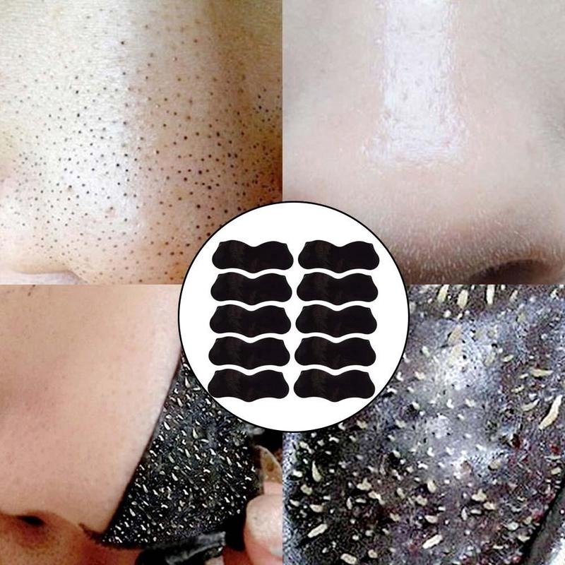 10PCS Bamboo Charcoal Blackhead Remover Deep Nose Pore Cleansing Strip ...