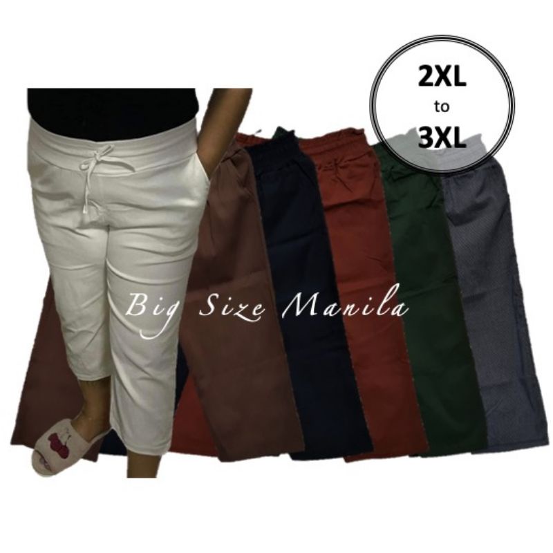 Women Plus Size (up to 3XL 42 waist) Plain Tokong Capri Pants With