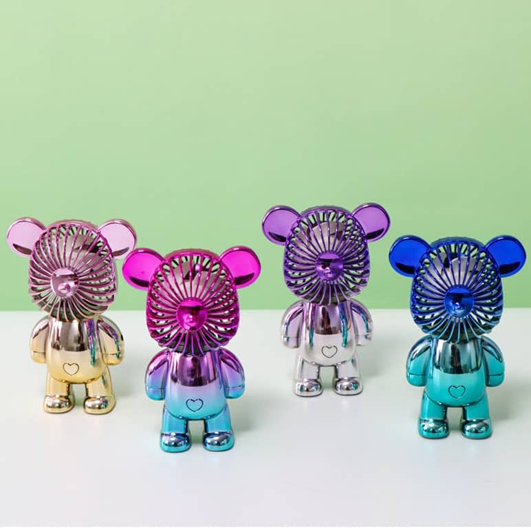 2022 New Color Plating Gradient Bear Fan Portable Electric Mini Fan ...