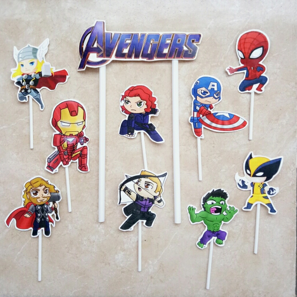 Birthday cake decoration cake topper set of The Avengers Animation ...
