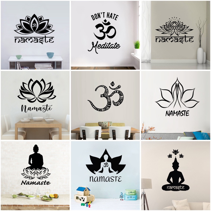 Namaste Yoga Mandala Vinyl Wall Stickers Home Decor Hinduism Room Art 