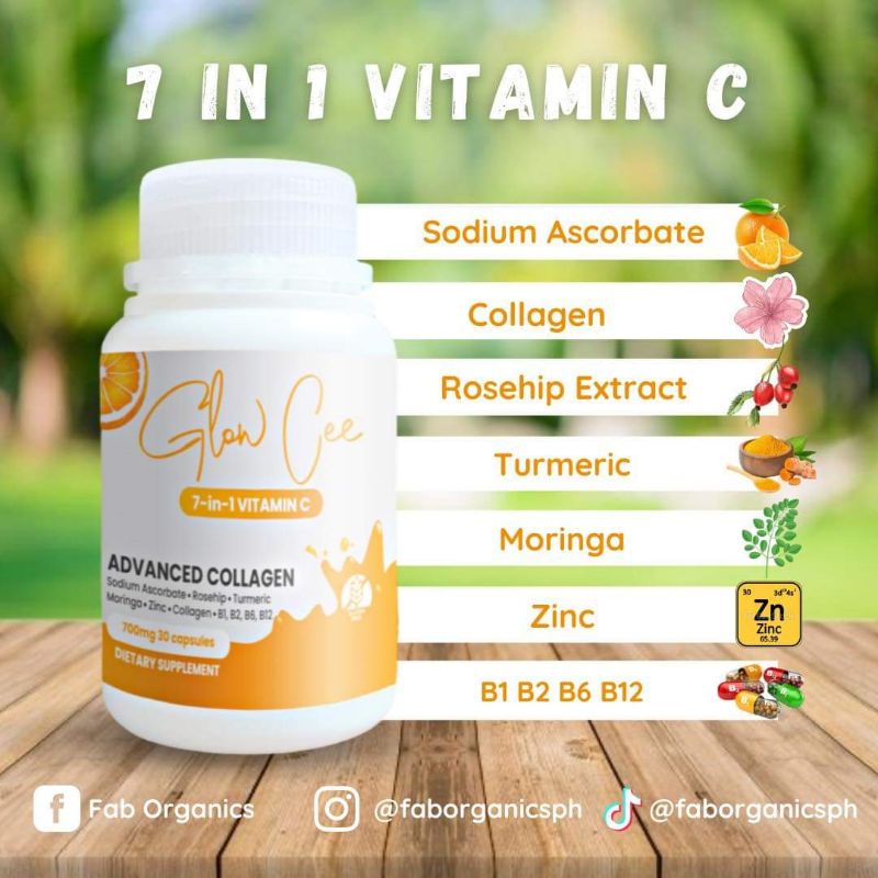 Glow Cee 7in1 vitamin C with collagen 30capsules Shopee Philippines