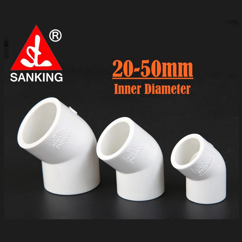 2/5pc White Sanking PVC Elbow 45 Degree Aquarium Adapter PVC Pipe ...