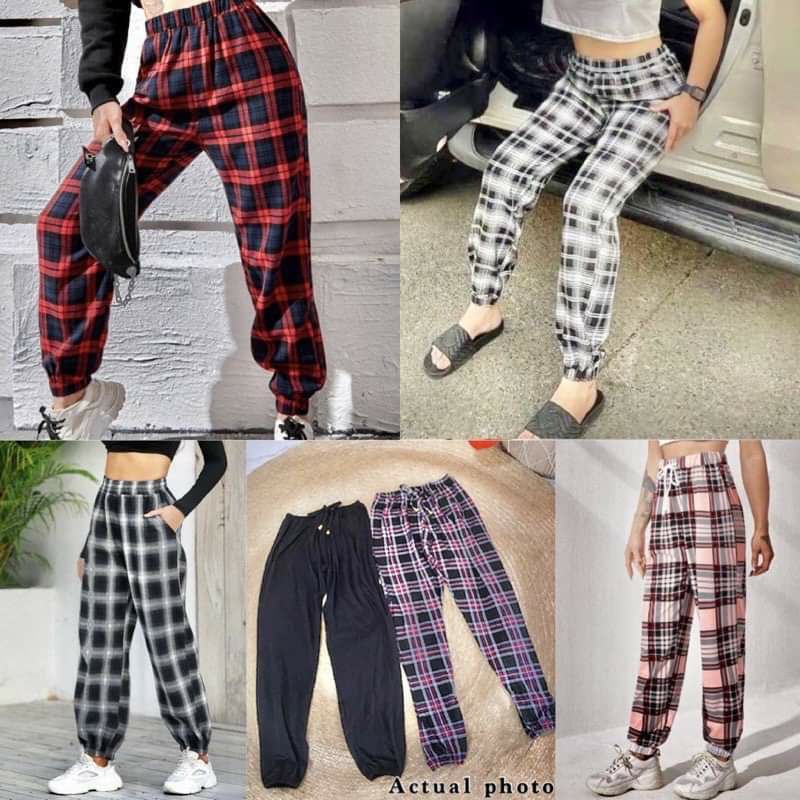 Checkered jogger pants deals