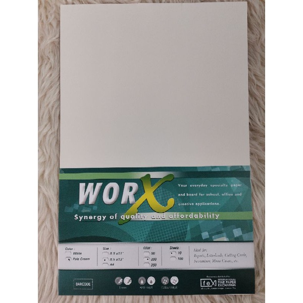 Worx Specialty Paper 200gsm/90gsm White / Pale Cream (10 sheets ...