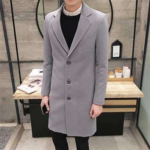 New men's Korean style trendy slim mid-length casual trench coat ...