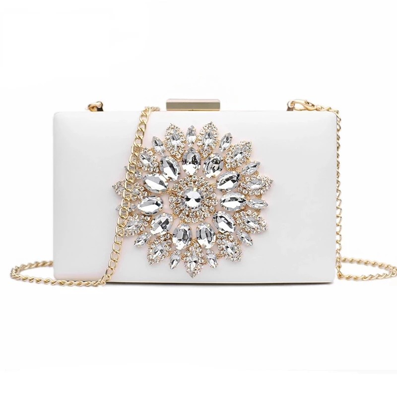 White Women Clutch Bag Wedding Clutch Purse Bridal Evening Crystal Summer Bags for Women 2020 Luxury