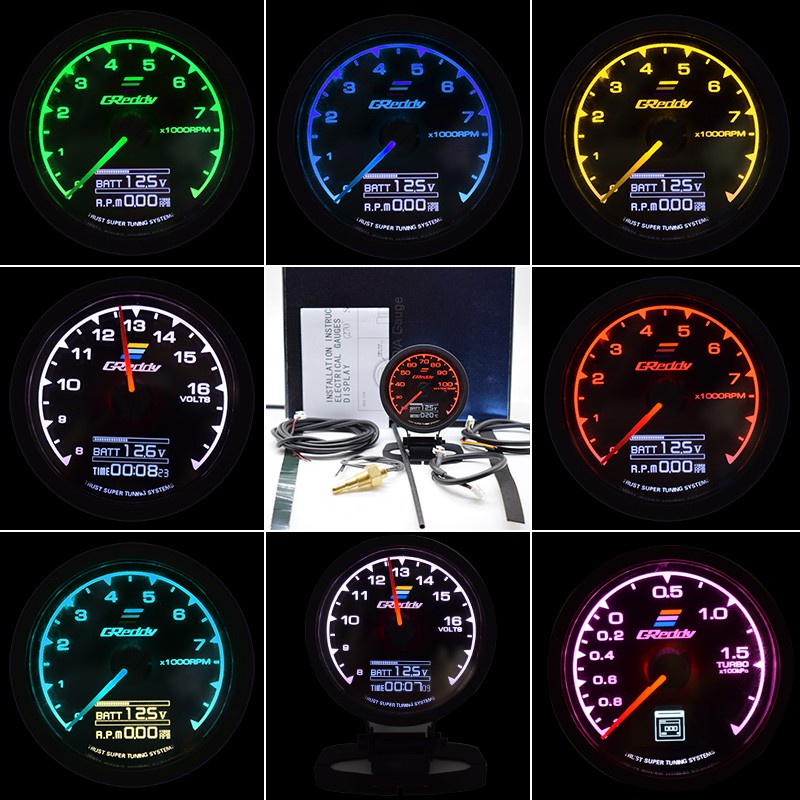 Greddy Racing Car Gauge 7 Color Multi LCD Digital Display Meter Exhaust ...