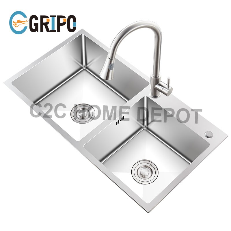 GRIPO 304 stainless universal undermount and topmount 2 bowls kitchen ...