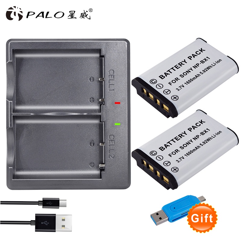Kit CELLONIC 2 Batterie NP-BX1 Da 1090mAh + Caricabatterie Per Sony ZV-1, HDR-CX405, Cyber-shot DSC-RX100 E HX90 | 3.7V Li-ion