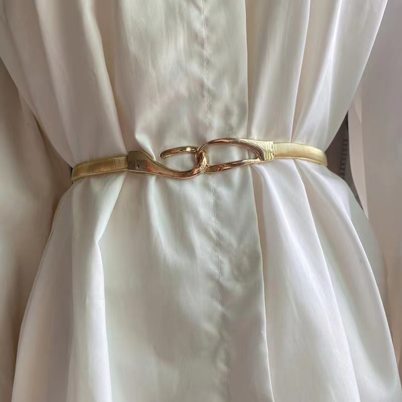 Elastic Metal Waist Belts for Dresses Metal Gold Color Ladies Belts Stretch  Skinny Female Women Belts | Shopee Philippines