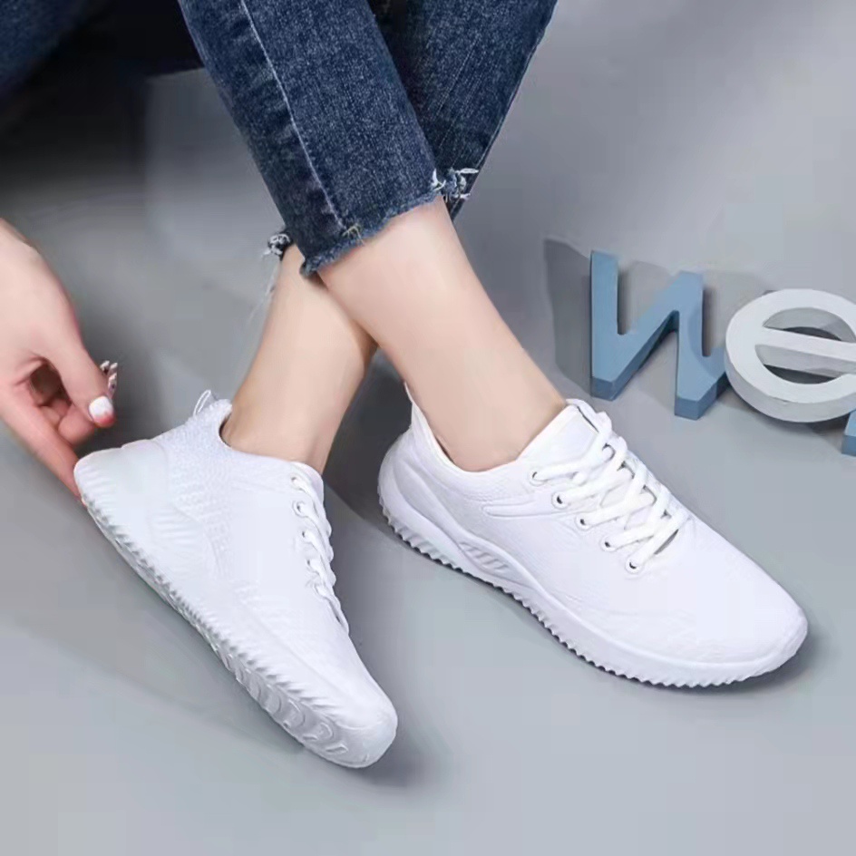 Korean student sport running white shoes for women | Shopee Philippines