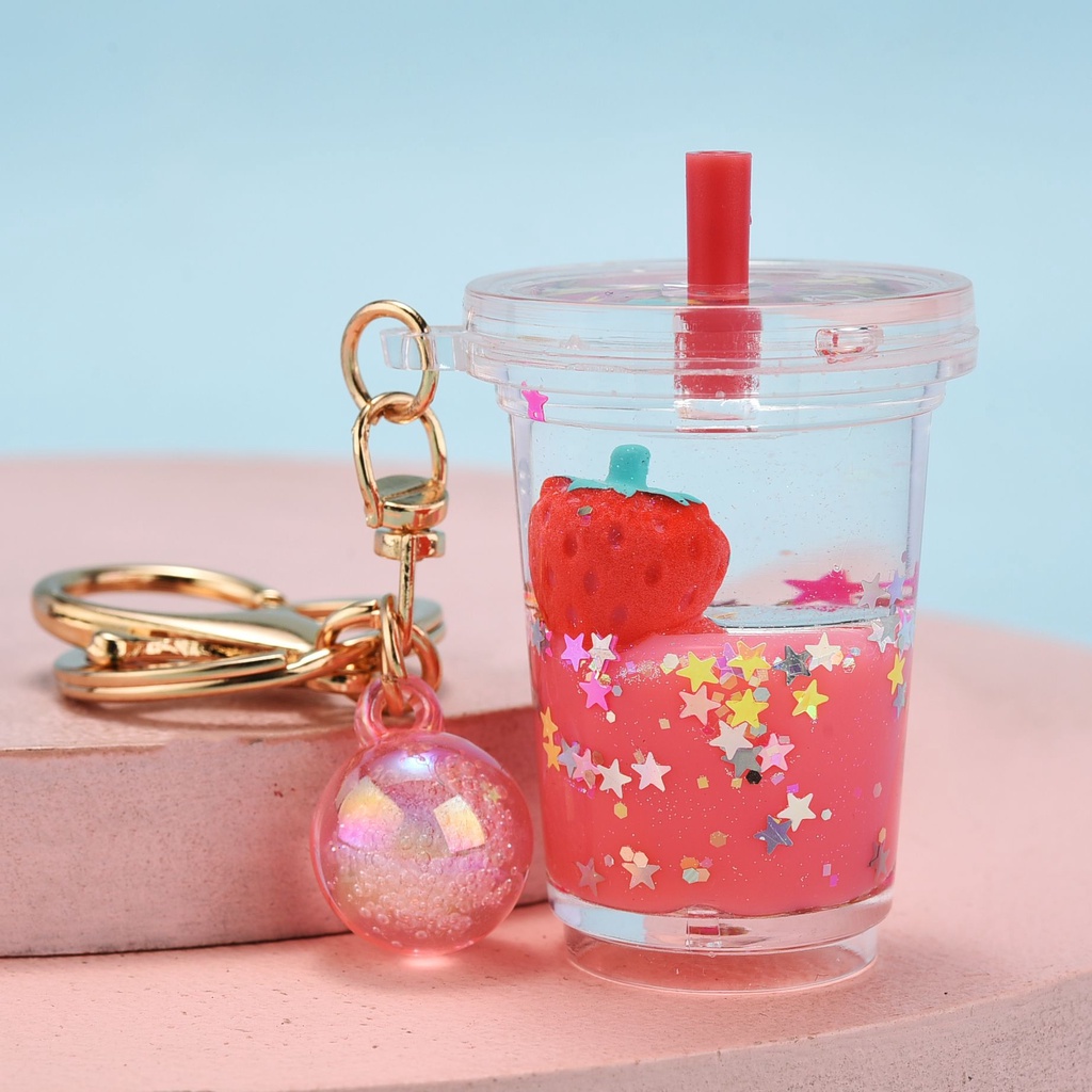 Acrylic Oil Floating Strawberry Keychain/Creative Small Gift Pendant ...