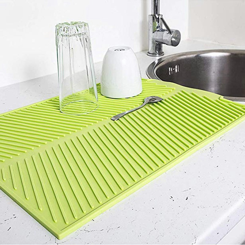 [In stock]Rectangle Silicone Dish Drying Flume Folding Draining Mat