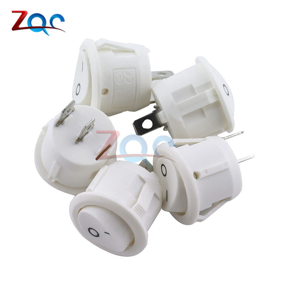 5PCS/Lot KCD1-105 Round Rocker Switch 6A 250V AC 10A/125V AC 2 Pin ON ...