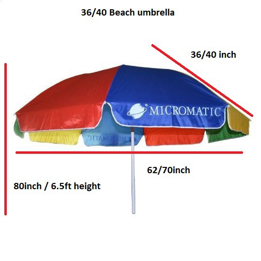 36 inch 40 inch beach umbrella. Micromatic. 100 Original. 60/72 inch