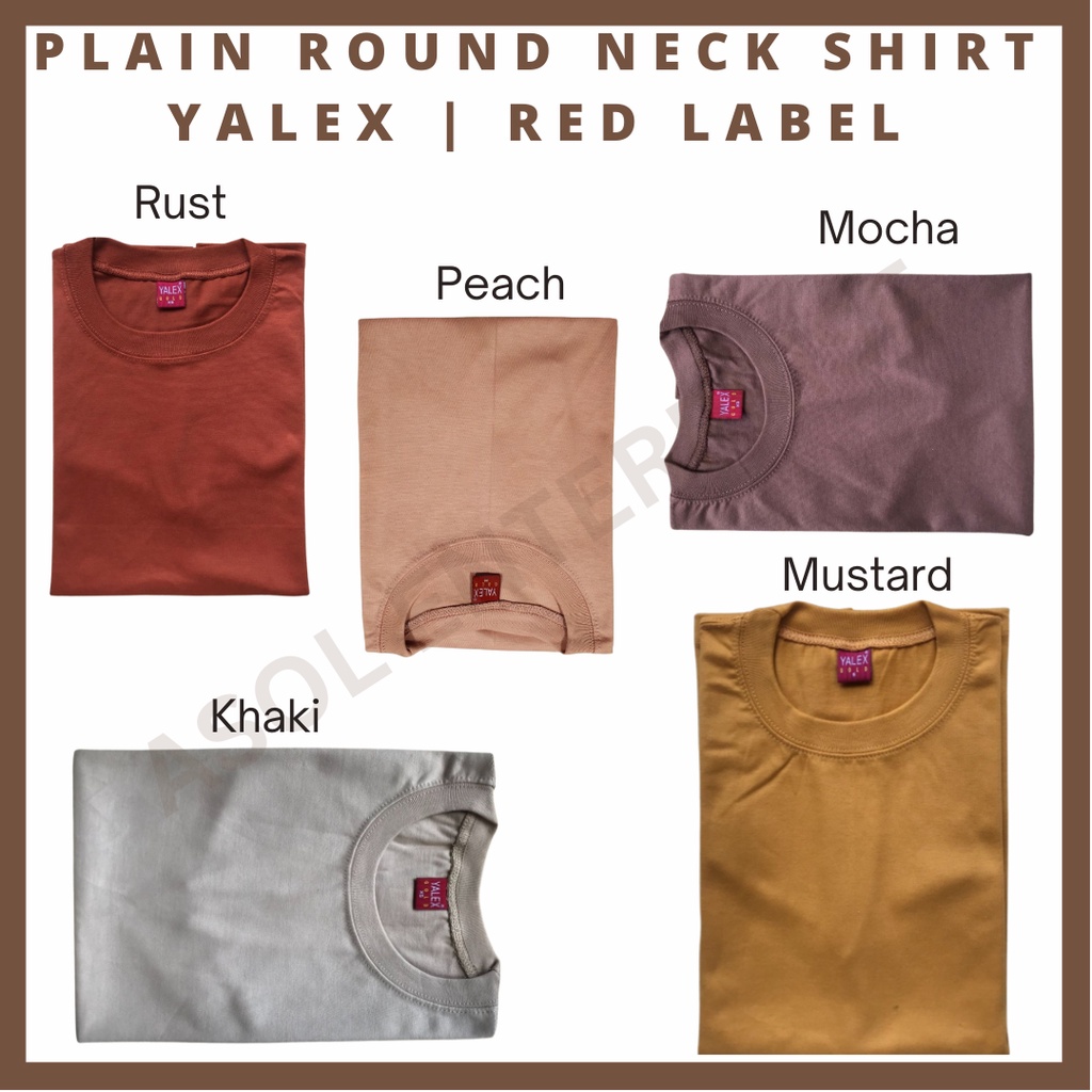 YALEX | ADULT | Plain Round Neck | Unisex | Rust, Khaki, Mustard, Peach ...