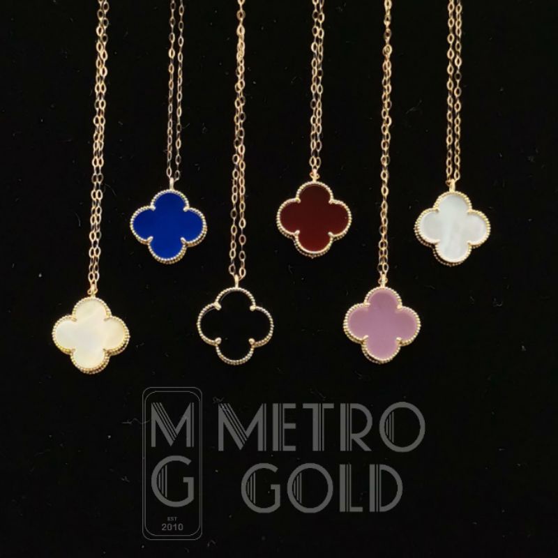 Decorative Deep Red Carnelian Clover 21k Gold Necklace Set – Andaaz Jewelers