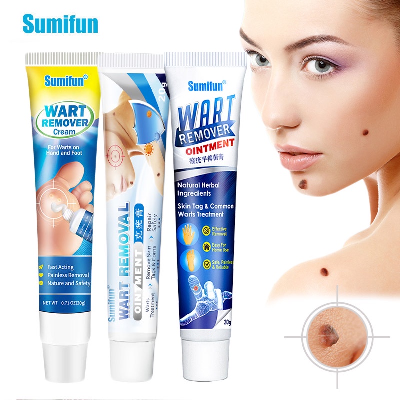 3Types Sumifun Wart Cream Skin Tags Mole Calluses Foot Corn Removal