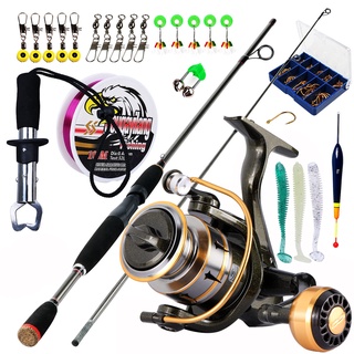 Fishing Rod Set 1.8M 2 Sections Fishing Rod and Spinning Reel 12+
