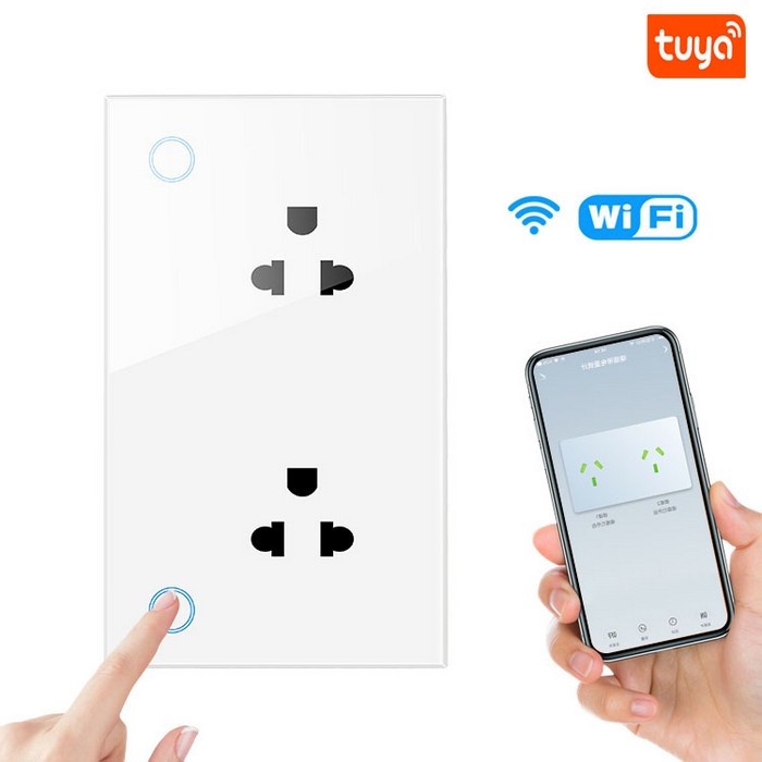 Wifi Tuya Recessed Smart Socket 10A, Rectangular Remote Control Via ...