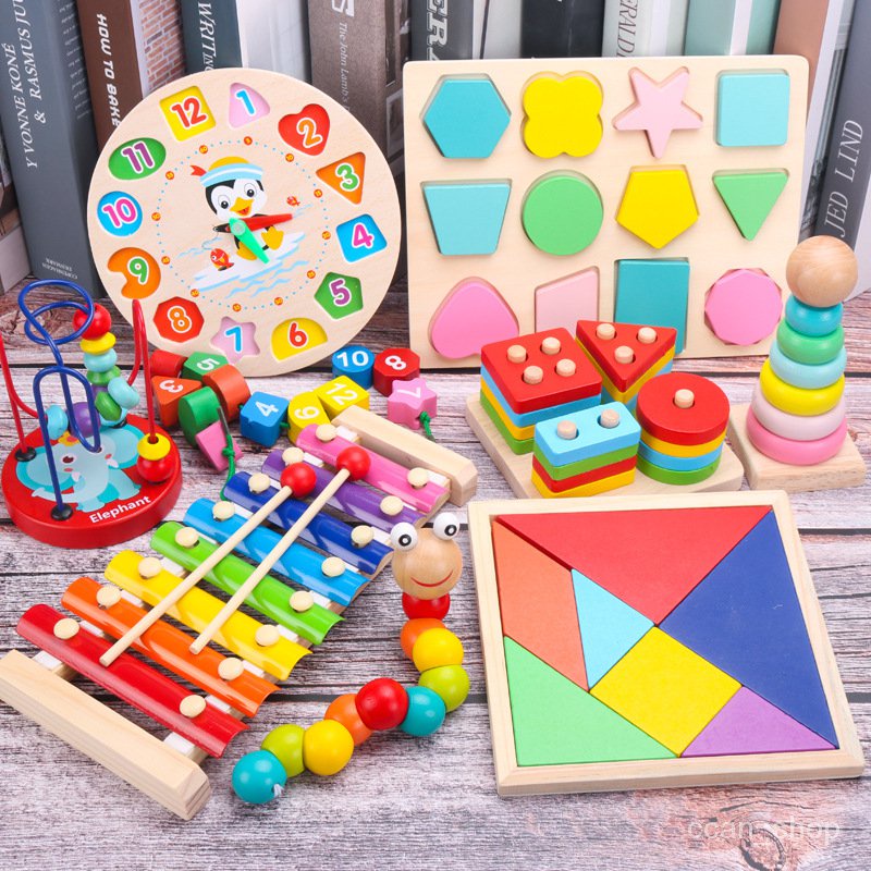 Wooden Educational Toys Shape Puzzle Color Geometric Board Jigsaw ...