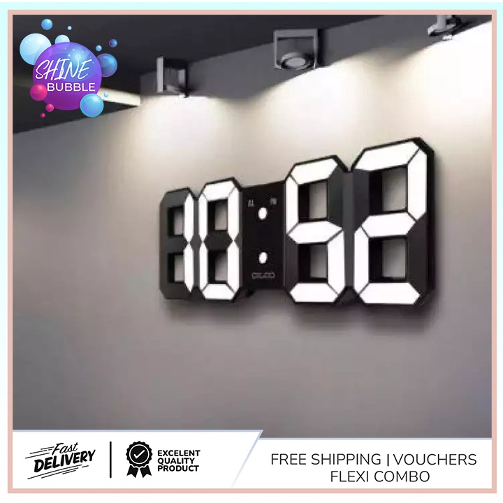 SHINE BUBBLE 3D digital clock with LED light, modern digital clock