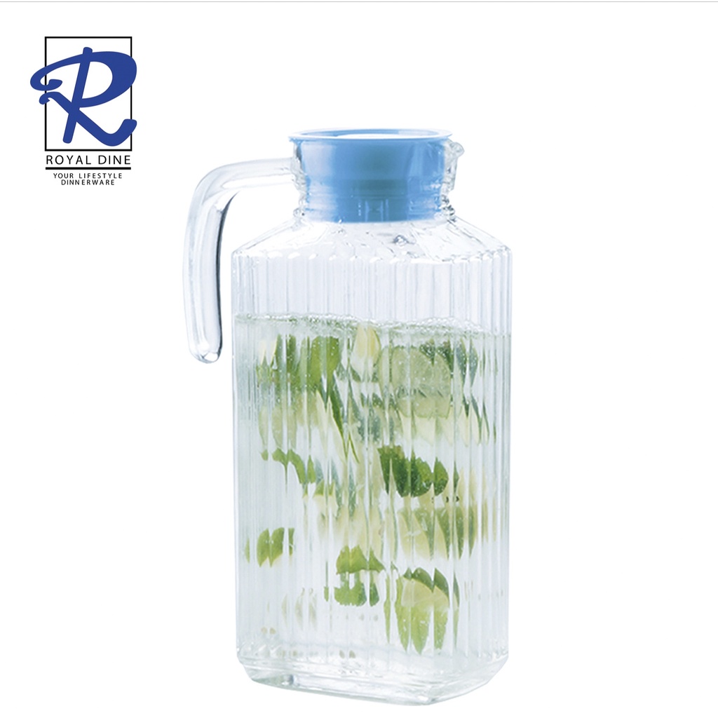 Royal Dine 1.8 Liters J-119A Jug Glass Pitcher with Blue Lid Set ...