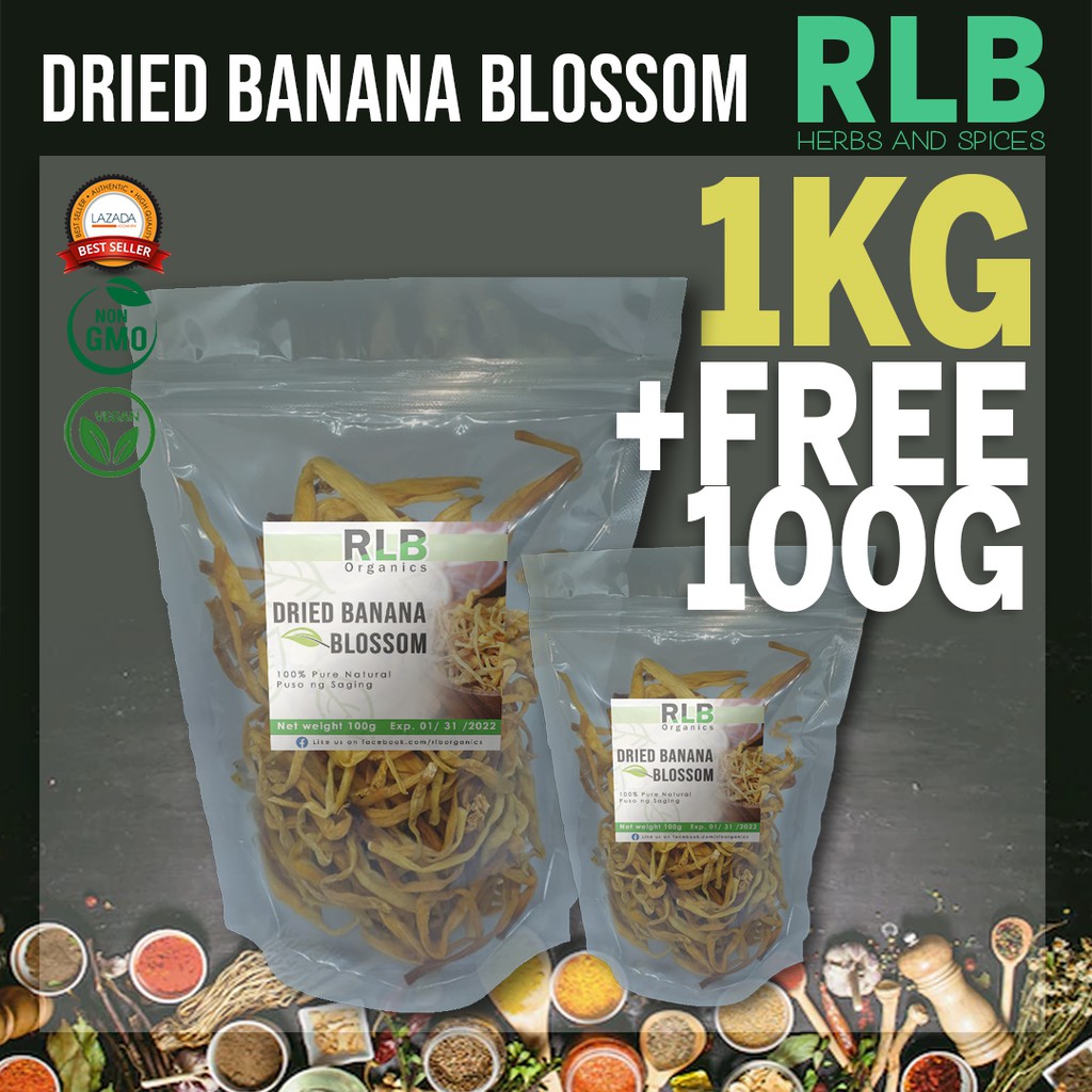 1 Kilogram + FREE 100 grams Organic Pure Natural Dried Banana Blossom ...