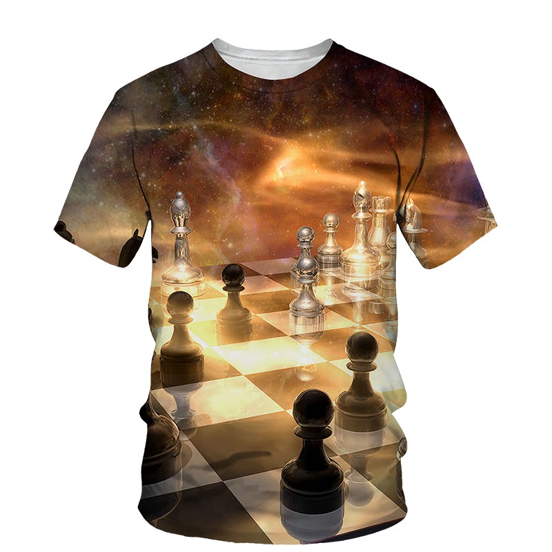 3D International Chess Print T-shirt Men Summer O Neck Short Sleeve Tees  Tops Fashion Style Male Clothes Casual T-shirts