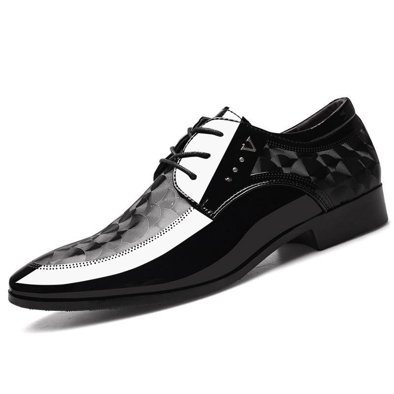 GEOGE Mens leather shoes formal, pointed toe black shoes for men ...