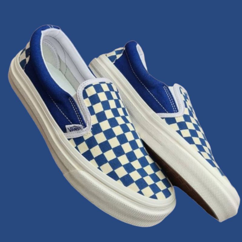 Navy checkerboard hotsell slip on vans