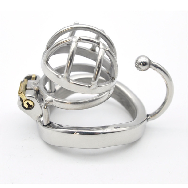 Stainless Steel Male Cock Cage Locking Metal Penis Ring Scrotum Bondage