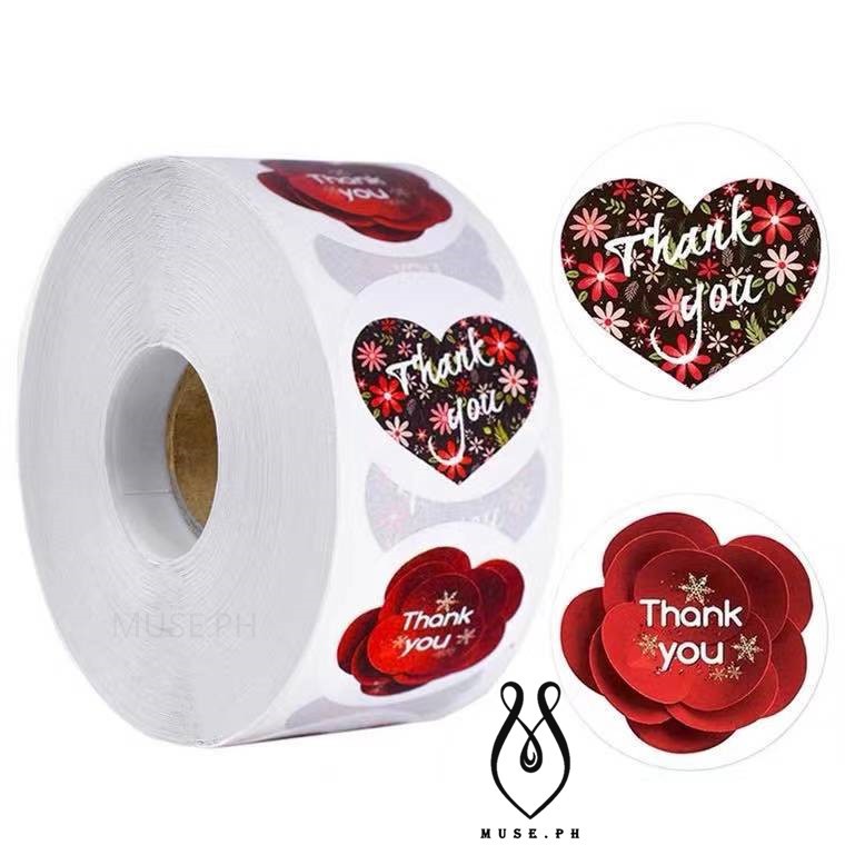 MUSE.PH 500pcs round thank you sticker Heart Thanks for Shopping Small ...