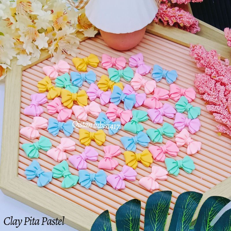 Clay ribbon soft & Clay Bowpita Pastel Dove | Shopee Philippines