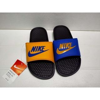 Nike slides blue online and gold