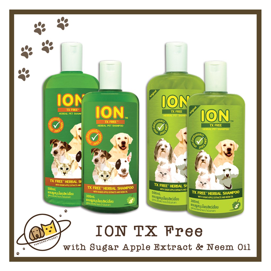 ION Ticks and Fleas Control Herbal Shampoo for Dogs and Cats (Pawsome