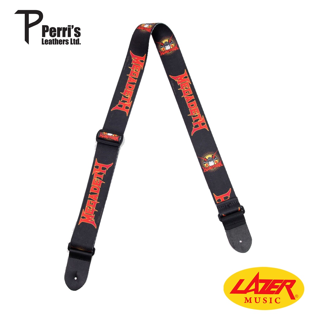 Perri's Leathers AC/DC Gitarrengurt – Offiziell Lizenzierter Polyester-Gurt Mit Lederenden (2″ Breit, 39-58″ Lang)